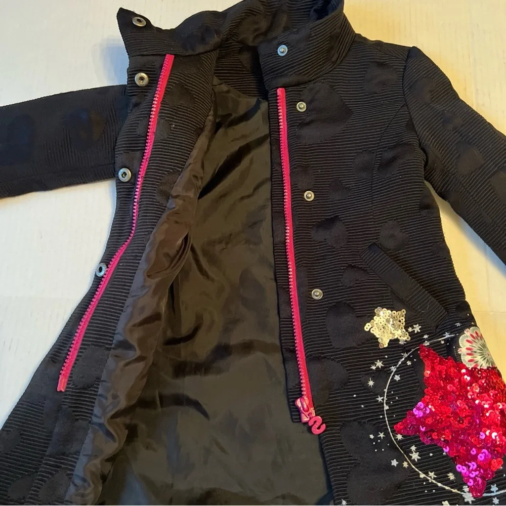 Desigual Girl 3/4 Coat Black Kids - Picture 8 of 11